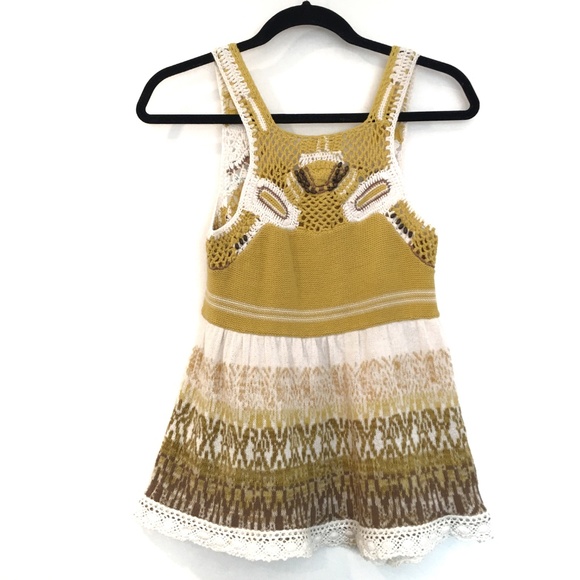 [FREE PEOPLE] Crochet Knit Beaded Lace Tank Top XS - Picture 3 of 5